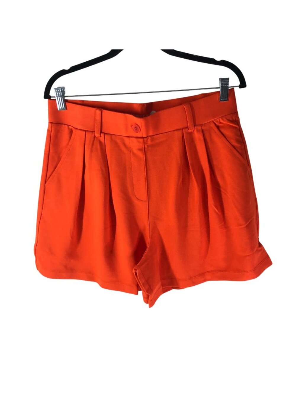 Betabrand 90s Pleated Trouser Short Orange Stretch Dress Shorts Size L